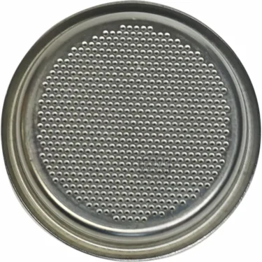 The San Marco 8 GR. 1 CUP FILTER is a round metal filter basket with a raised rim and center holes, designed for use in espresso machines. © 2025 1st-line.com
