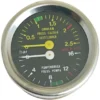 The Wega DOUBLE MANOMETER is a round gauge with a black face, yellow and white needles, and colored scale markings from 0–4 bar. Its dial includes Italian and German labels, with zones in green, yellow, white, and red. © 2025 1st-line.com
