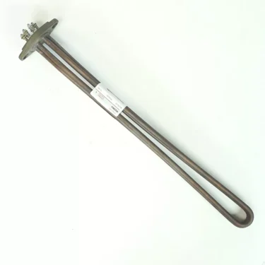 The Wega W22003 Heating Element 5000W 110V for 3 group espresso machines features a flange and two long U-shaped rods for tank or boiler water heating, shown on a white background. © 2025 1st-line.com