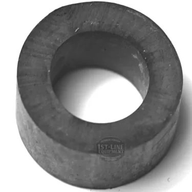 A black, solid, cylindrical S...48 Rubber Gasket with a wide central hole is shown on a white background. Its matte surface and thick shape give it an industrial appearance similar to a spacer. © 2025 1st-line.com