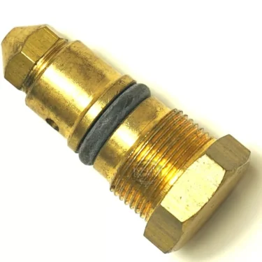 A close-up of the V.1952 4-6MM REINFORCEMENT brass valve fitting with hexagonal ends and a black rubber O-ring, featuring reinforced construction for added durability, displayed on a white background. © 2025 1st-line.com