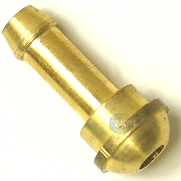 A close-up of the V..913 8mm Hose End Fitting - Hose Stem, with a cylindrical body and flared ends, typically used in plumbing or mechanical assemblies. © 2025 1st-line.com