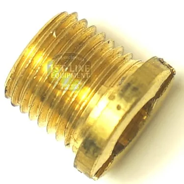 A close-up photo of a threaded brass insert with a hexagonal socket, similar to those used in F..959 REGULATOR CAP assemblies for securely fastening parts. © 2025 1st-line.com