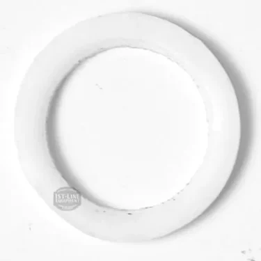 A R...46 PTFE GASKET 12x9x1 mm is shown on a white background. The plain, white circular gasket has a smooth surface with no other objects visible, creating a simple, minimalistic image. © 2025 1st-line.com