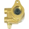 Brass oil cooler adapter for Elektra 06583035 Rotary Vane Pump, with two side ports, central rubber-sealed opening, and a two-bolt flange. Shown top-down on a white background. © 2025 1st-line.com