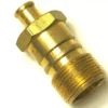 Close-up of the SP.125 EXPANSION VALVE FITTING: brass with a hexagonal tightening section, smooth barbed end, and threaded end for secure pipe or hose connection. Ideal for expansion valve systems. © 2025 1st-line.com