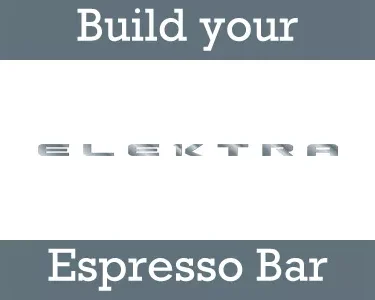 Gradient banner with Build My Elektra Espresso Bar in white at the top and bottom, and ELEKTRA in metallic silver, centered in the middle. © 2025 1st-line.com