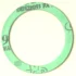 The CA..20 ALIMENTARY GASKET 53x42x2 mm is a flat, green gasket with black alphanumeric markings along the rim, shown from above on a light background. © 2025 1st-line.com