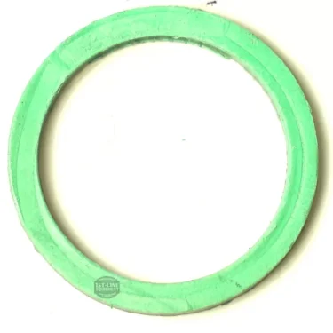 The F..480 ALIMENTARY GASKET 26x21x2mm is a green, circular rubber gasket with a smooth surface, shown on a white background. Ideal for alimentary applications. © 2025 1st-line.com