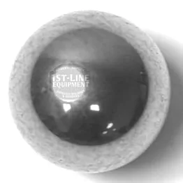The R..136 STAINLESS STEEL SPHERE 9MM features a shiny, reflective surface and textured outer ring, with “1st-Line Equipment” visible in its reflection. © 2025 1st-line.com