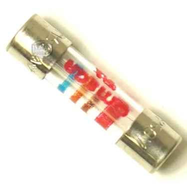 The R..491 0.6A FUSE is a cylindrical fuse with metal end caps, colored markings, and the code R..491 on its glass tube, shown against a white background. © 2025 1st-line.com