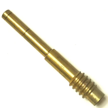 The VBM213 WATER STEAM TAP PIN is a brass worm gear shaft with a smooth cylindrical body and a threaded end, shown against a white background. © 2025 1st-line.com