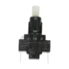 The V.4561 250V 16A PUSH BUTTON is a black electrical switch with two metal prongs underneath and a white cylindrical button on top, marked with its 16A, 250V rating in white text.