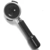 A black and silver CAPSULE FILTER HOLDER PORTAFILTER FOR CIMBALI with a handle, photographed on a white background. © 2025 1st-line.com
