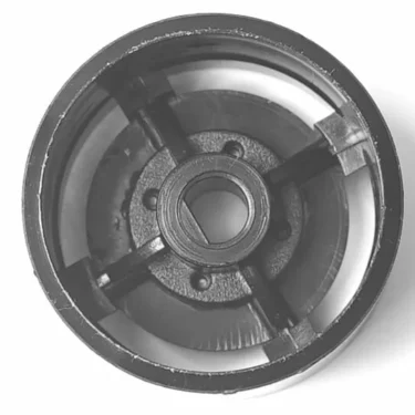 A black, circular plastic wheel with four spokes and a central hub, viewed from above on a white background. This component is designed for the SP.271 STEAM/WATER TAP assembly. © 2025 1st-line.com