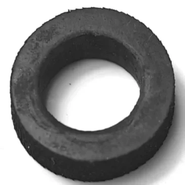 A circular black rubber washer with a central hole, made for use with the MZ...7 SCREW, shown from above on a white background. © 2025 1st-line.com