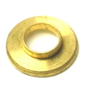 A close-up of a brass washer with a flange and central hole, shown on a white background—ideal for use as part of the W..604 GASKET PRESS assembly. © 2025 1st-line.com