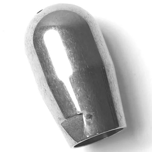 A close-up of a shiny, bullet-shaped object with a hollow base is shown against a white background, resembling the sleek design of the WL2032 4 Faxton Orange Momentary Push-Button. © 2025 1st-line.com