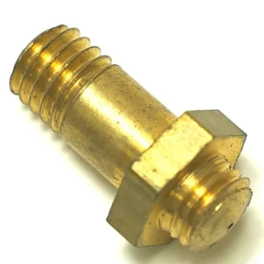 A close-up of the R...48 GROUP GIGLEUR/GICLEUR, a gold-colored metal bolt with threads on both ends and a hexagonal center, shown against a white background. © 2025 1st-line.com