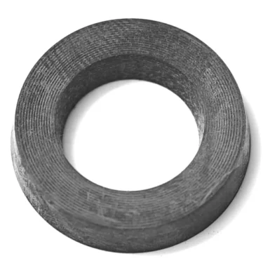 A close-up of the R...59 AUTOMATIC GROUP GASKET 19x13x4 mm, a dark circular metal washer with a wide flat surface and large central hole, is shown on a white background. © 2025 1st-line.com