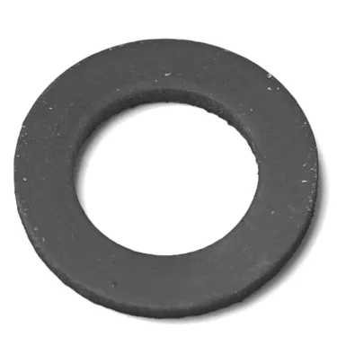 A close-up of the SM..34 RUBBER LEVEL GASKET 19x31x3 mm, featuring a black circular rubber design with a central hole, photographed against a white background. © 2025 1st-line.com
