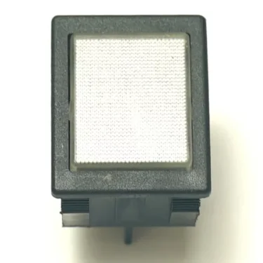 A close-up of the V.4305 30x22mm push button switch with a textured white surface and a 24V orange indicator light, displayed against a plain white background. © 2025 1st-line.com