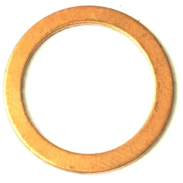 A flat, circular copper washer with a large center hole, shown on a white background. It is often paired with R...40 STAINLESS STEEL SHOWER SCREW M5x12 for sealing or spacing in mechanical assemblies. © 2025 1st-line.com