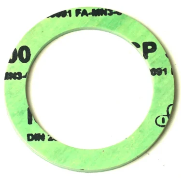 A flat, green, circular Rancilio Alimentary Group Gasket features a large center hole and partially visible black text and numbers printed on its surface. © 2025 1st-line.com