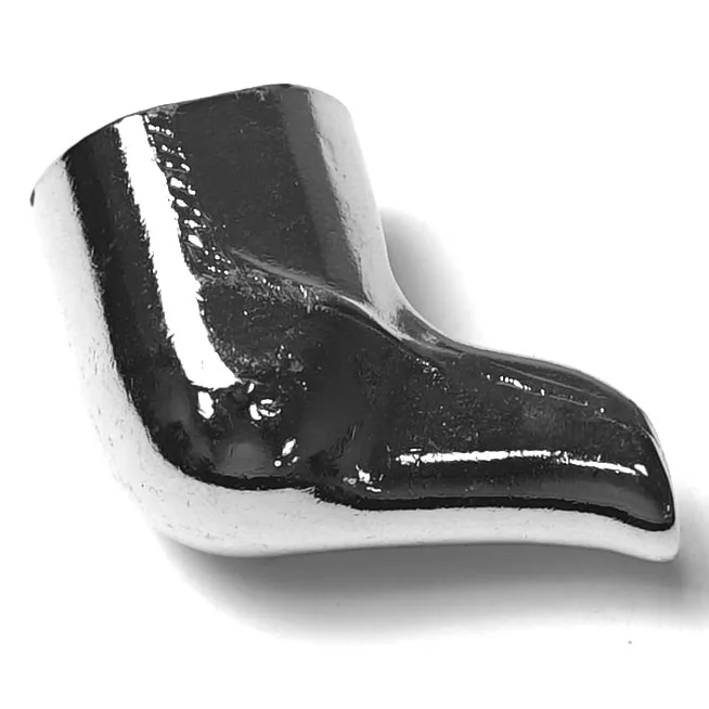 A metallic Wega Single Spout 3/8 Lego piece with a curved stem and open top, designed as a miniature accessory for Lego figures. © 2025 1st-line.com