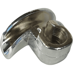 A shiny metal wingnut with curved wings and a threaded center is shown on a white background beside the SP.296 3/8 2-WAY SPOUT. © 2025 1st-line.com