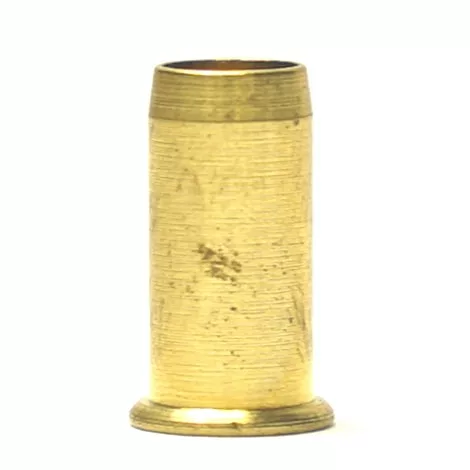 A single, empty V.1953 6-8mm REINFORCEMENT brass casing stands upright on a plain white background. The cylindrical casing has a slightly wider rim at the base and minor scratches, resembling spent reinforcement ammunition. © 2025 1st-line.com