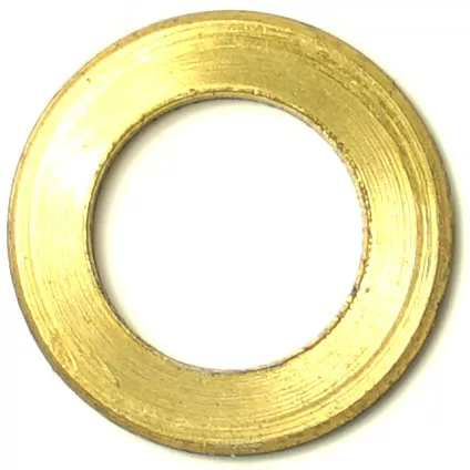 A W10526 INLET TAP WASHER (14x9x1 mm) is shown from above on a white background. The circular brass washer has a subtly textured metal surface with visible concentric lines. © 2025 1st-line.com
