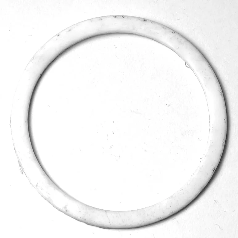 A white rubber O-ring from the S...81 GROUP THREAD lies flat on a plain surface, forming an unbroken circle—ideal for creating a secure seal in group thread applications. © 2025 1st-line.com