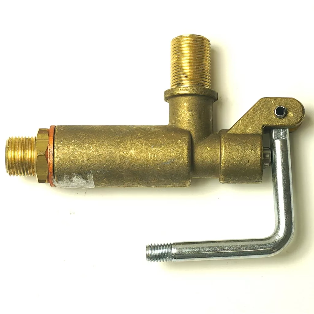 Astoria/Wega WATER HANDLE brass plumbing valve with two threaded pipe connections and a silver lever, compatible with Astoria or Wega machines, shown against a white background. © 2025 1st-line.com