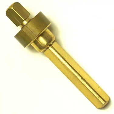 Close-up of a gold-colored drill bit adapter with hexagonal shank and cylindrical collar, isolated on white, compatible with the W26001 COMPLETE INFUSION VITON VALVE. © 2025 1st-line.com