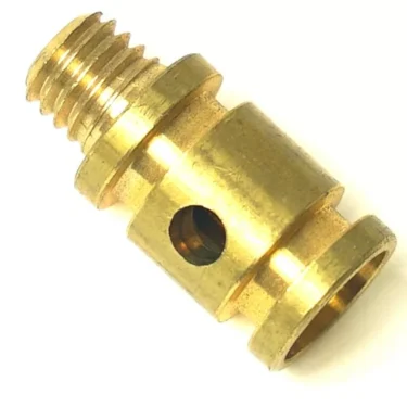 Close-up of the S..252 NUOVA SIMONELLI STEAM TAP HANDLE, a small brass fitting with external threads, a cylindrical body, and a side hole, photographed against a white background. © 2025 1st-line.com