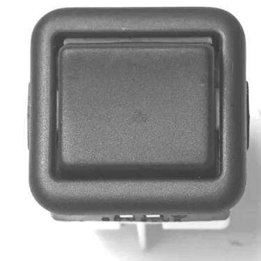 Close-up of the V.4403 ROCKER SWITCH - BLACK, featuring a slightly raised central button, viewed from above against a white background. © 2025 1st-line.com