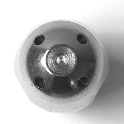 Close-up of the V.6338 Stainless Steel 4 Hole Steam Tip, featuring a rounded top, smooth reflective finish, and four evenly spaced 1.5mm holes around the edge. © 2025 1st-line.com