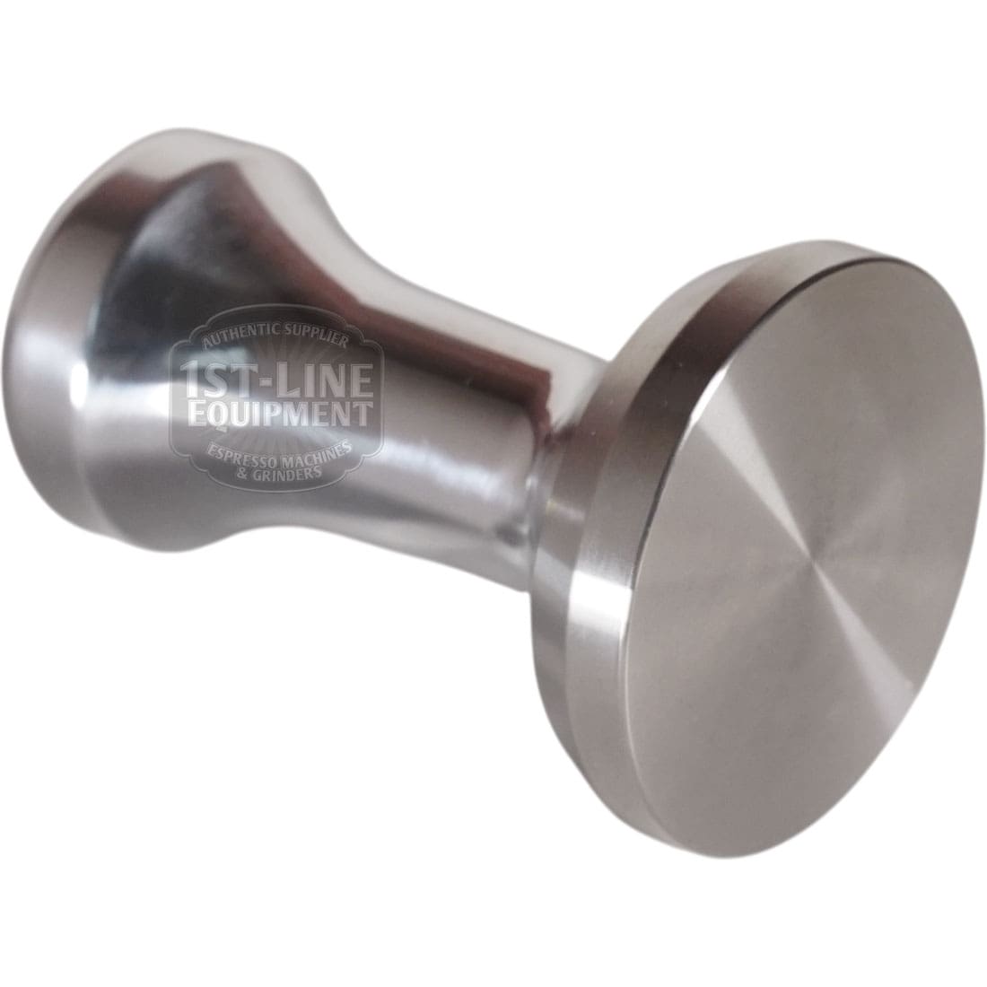 The 1st-line Timeless Shiny 58.5mm Espresso Coffee Tamper features a flat stainless steel base and contoured handle—ideal for tamping coffee grounds in your portafilter.