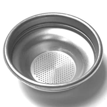 The CA..25 1 CUP FILTER is a metal espresso machine basket with small holes at the bottom, designed to hold ground coffee during brewing. © 2025 1st-line.com