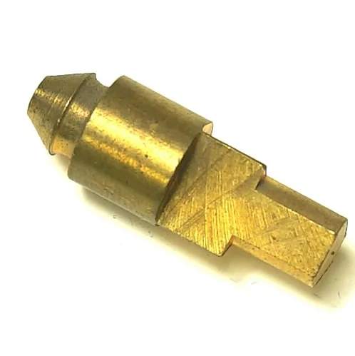 The DISCONTINUED SM..55 O-RING 0106, likely used as a fitting or jet for plumbing or mechanical applications, features a brass, hexagonal and cylindrical body with a pointed tip. Proper installation may require the SM..55 O-RING. © 2025 1st-line.com