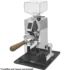 The Eureka Oro Mignon XL Espresso Coffee Grinder features a stainless steel finish, clear hopper, digital display, and black base. Portafilter and tamper are not included. © 2025 1st-line.com