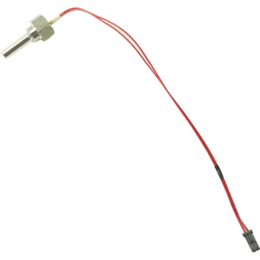 The Lelit PR00723 Mara X PID Sensor/Temperature Probe features a hexagonal metal base, long red wire, and black connector—perfect as a replacement temperature probe for the Lelit Mara X espresso machine. © 2025 1st-line.com