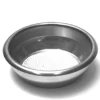 The M..199 14 GRAM 2 CUP FILTER is a round stainless steel strainer bowl with a fine mesh bottom, shown on a white surface. © 2025 1st-line.com