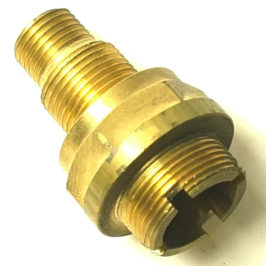 The P..259 PORTAFILTER HANDLE is a brass threaded fitting with a notched end, resembling a portafilter handle, designed for plumbing or mechanical connections and shown on a white background. © 2025 1st-line.com