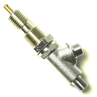 The P..301 STEAM WATER L/S TAP is a metallic, brass-tipped, T-shaped valve with threaded ends and three connection points, shown isolated on a white background. © 2025 1st-line.com
