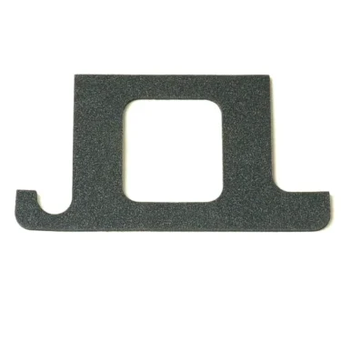 The Ponte Vecchio Top Cover Holder is a flat, rectangular accessory made of black textured material, with a large square center cutout and a small hook-like notch on the lower left side. © 2025 1st-line.com