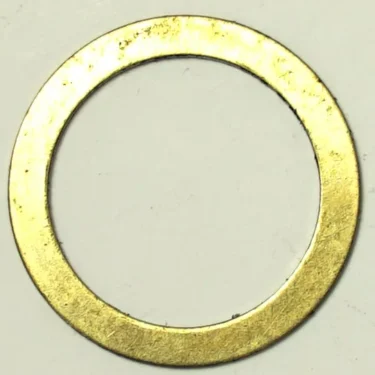 The R..199 LEVEL WASHER is a flat, circular gold washer with a large central hole and smooth outer edge, displayed against a plain light background. © 2025 1st-line.com