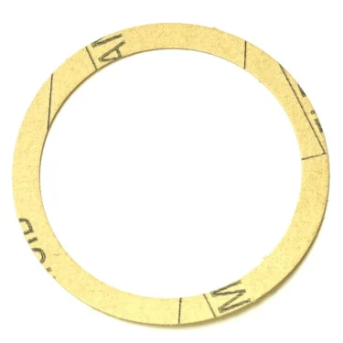 The R..241 0.5 PAPER GASKET SUPPLEMENTAL (SHIM) 64x53x0.7mm is a flat, circular paper gasket with black markings and a large central hole—perfect for use as a precision-fitting shim. © 2025 1st-line.com