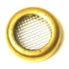 The R..246 GIGLEUR/GICLEUR FILTER is a round, gold-colored metal mesh screen, often used as a pipe or bong bowl filter. © 2025 1st-line.com